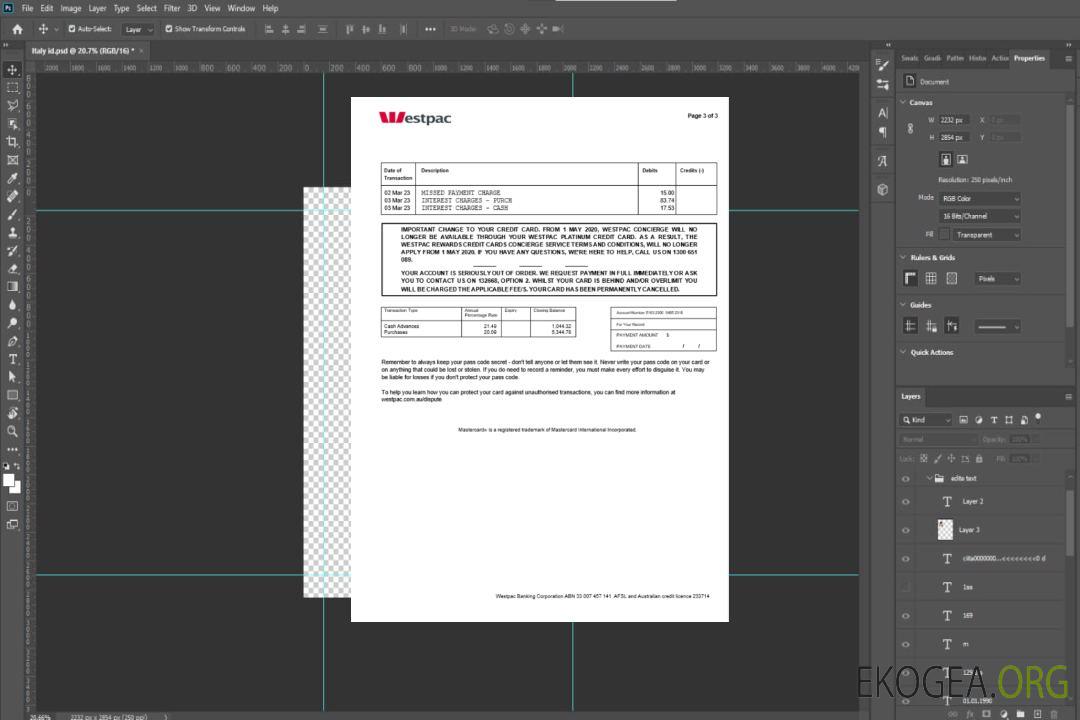 Modèle Word et PDF de relevé bancaire Australie Westpac, 3 pages 3 template Modèle Word et PDF de relevé bancaire Australie Westpac, 3 pages 3 template